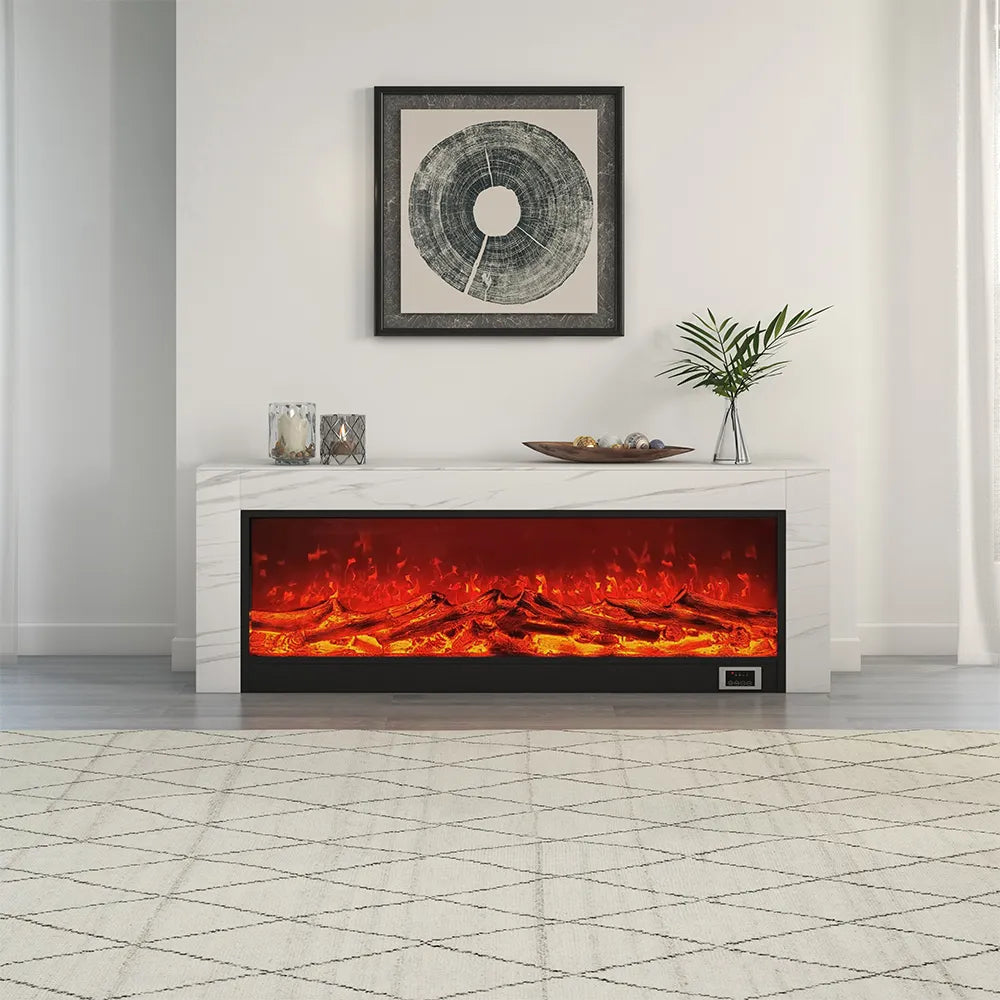 Fireplace with Matte Sintered Stone Stand