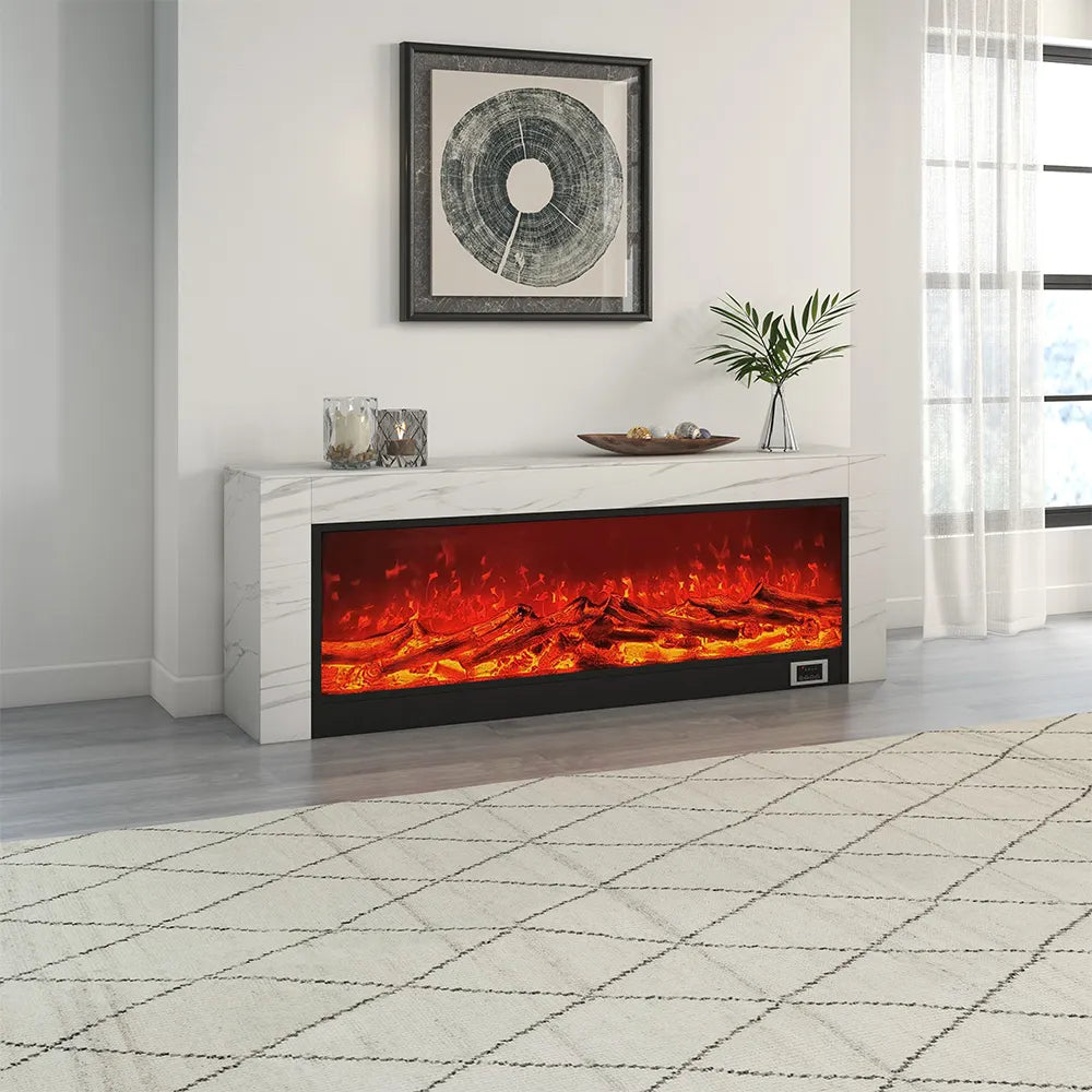 Fireplace with Matte Sintered Stone Stand