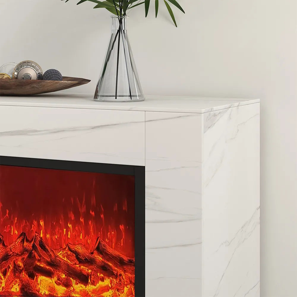 Fireplace with Matte Sintered Stone Stand